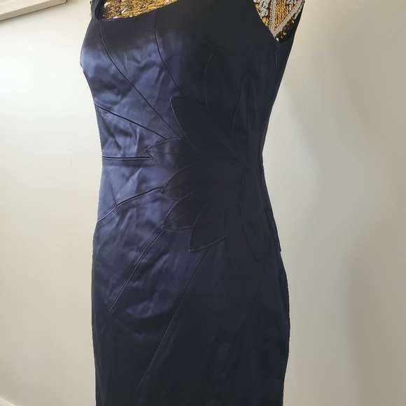 Suzi Chin for Maggie boutique Deep Purple Lotus Flower Sheath Dress - Picture 2 of 7